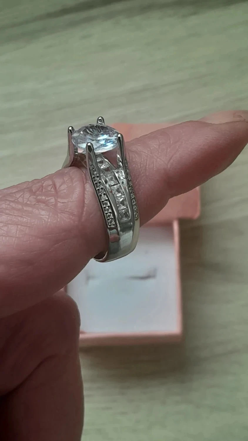 Magnífica Aliança, pedra de cristal, strass, tamanho 58 – photo 6
